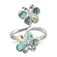 Sterling Silver Rhodium-Plated Polished Abalone Double Butterfly Ring
