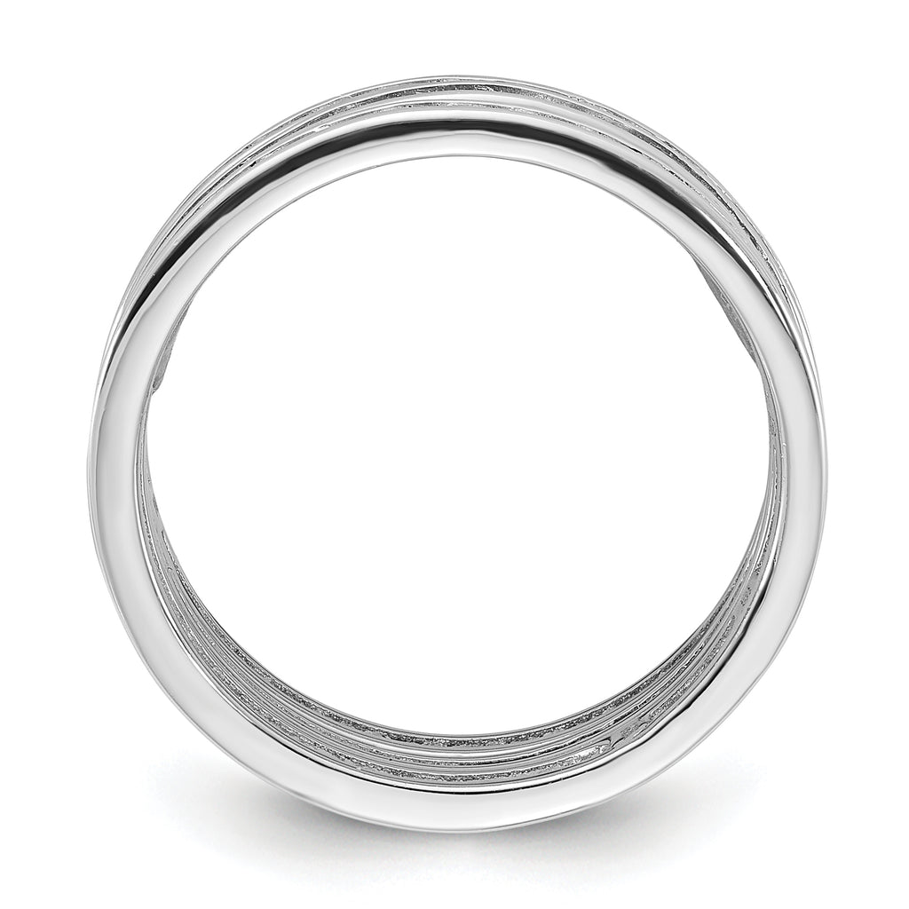 Sterling Silver Rhodium-Plated Multi Color Cubic Zirconi 3 Band Set