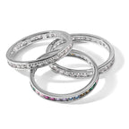 Sterling Silver Rhodium-Plated Multi Color Cubic Zirconi 3 Band Set