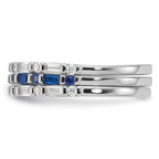 Sterling Silver Rhodium-plated Blue and White CZ 3 Ring Set