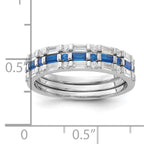 Sterling Silver Rhodium-plated Blue and White CZ 3 Ring Set