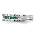Sterling Silver Rhodium-Plated Green and White Cubic Zirconi 3 Ring Set