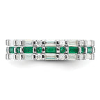 Sterling Silver Rhodium-Plated Green and White Cubic Zirconi 3 Ring Set