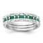 Sterling Silver Rhodium-Plated Green and White Cubic Zirconi 3 Ring Set