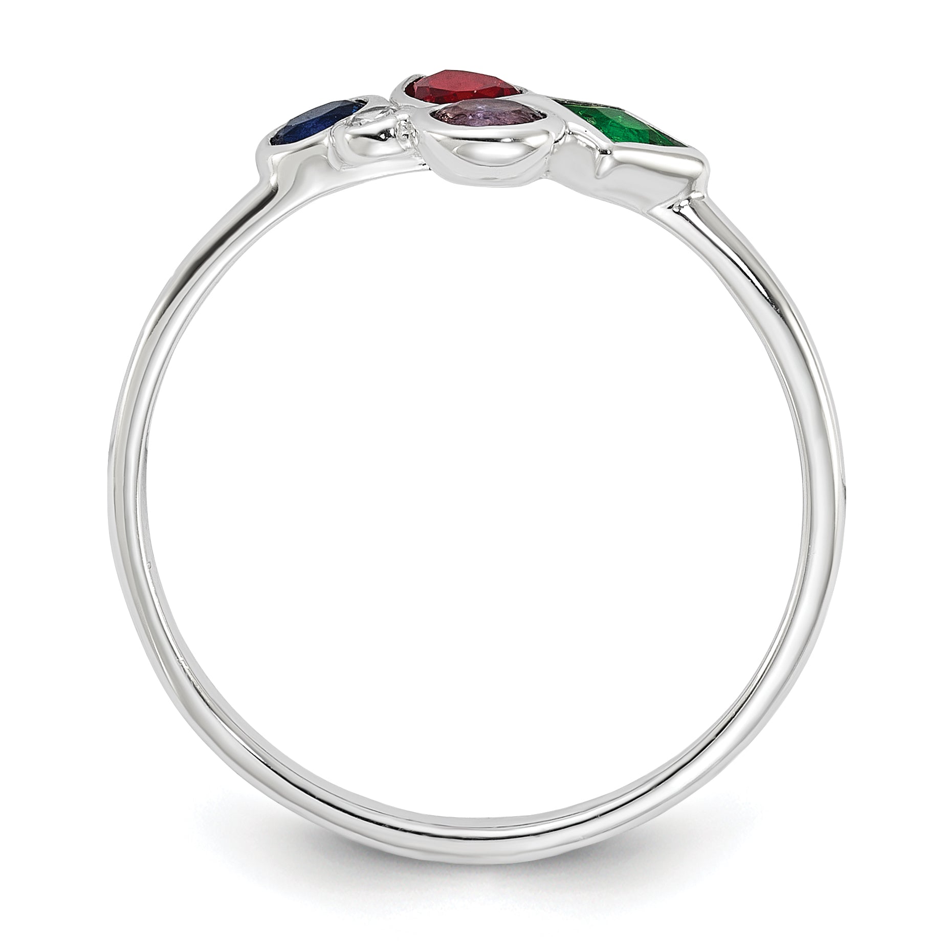 Sterling Silver E-coated Multi Color CZ Ring Secondary image