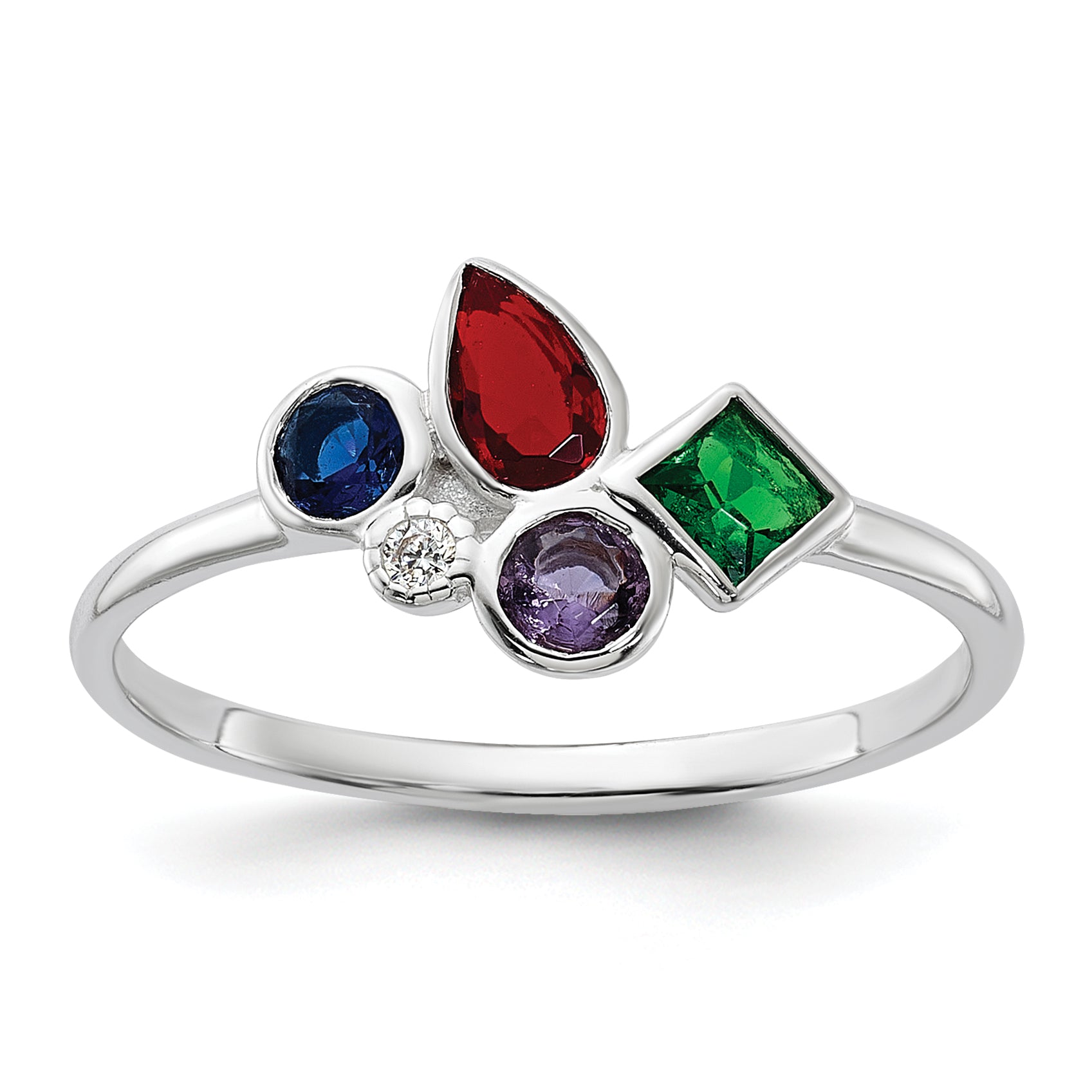 Sterling Silver E-coated Multi Color CZ Ring Main image