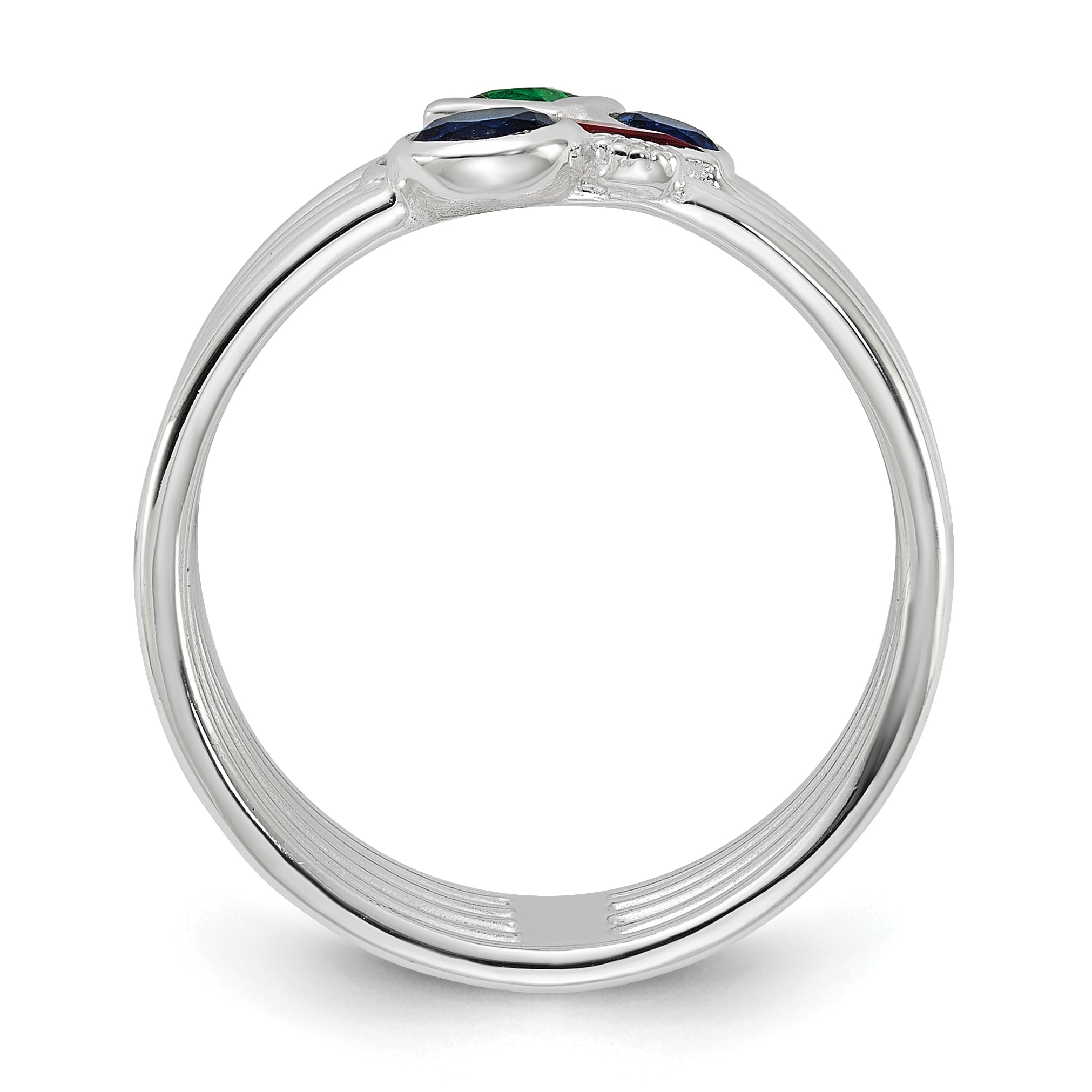 Sterling Silver E-coated Multi Color CZ Ring Secondary image