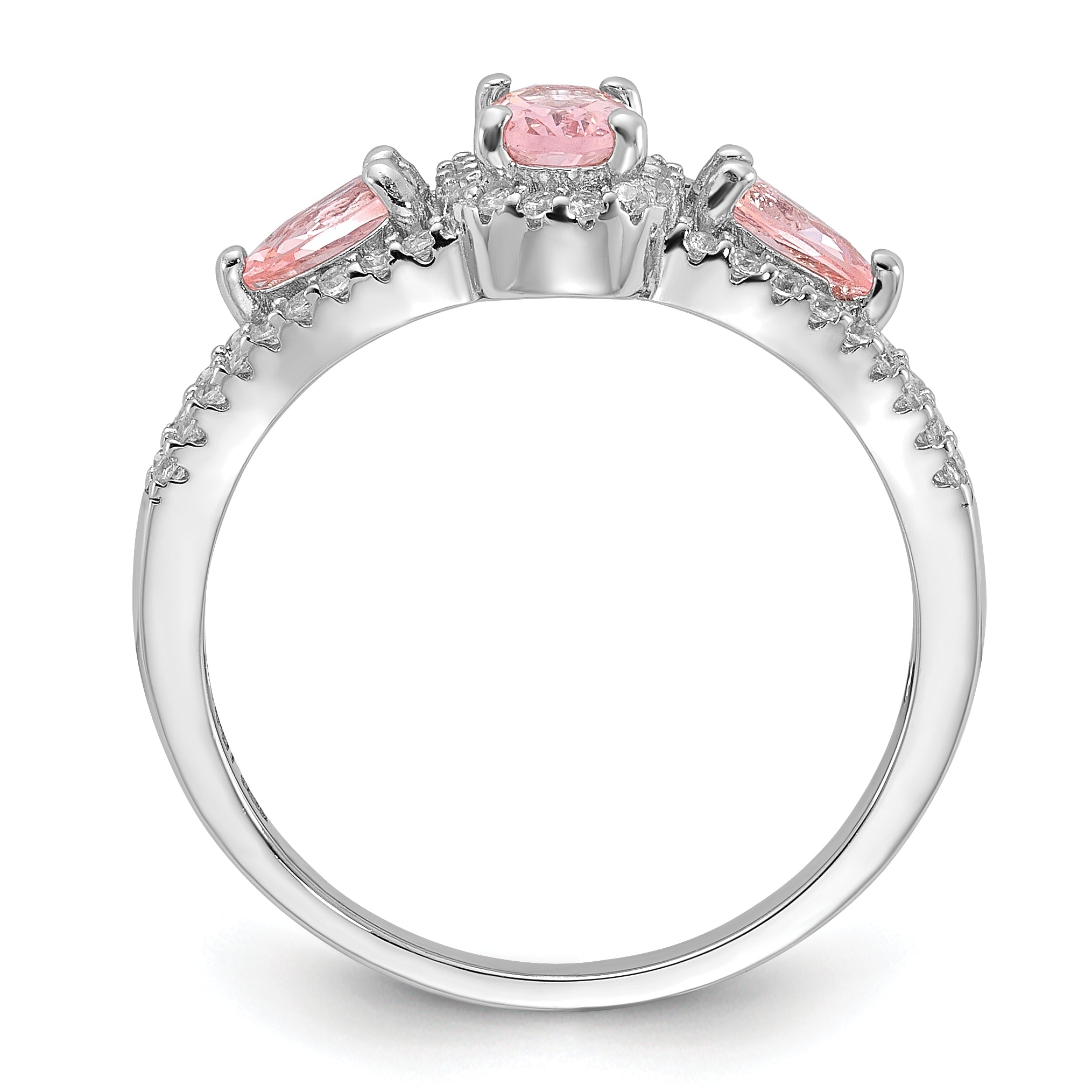 Sterling Silver Rhodium-plated Nano Crystal and CZ Ring Secondary image