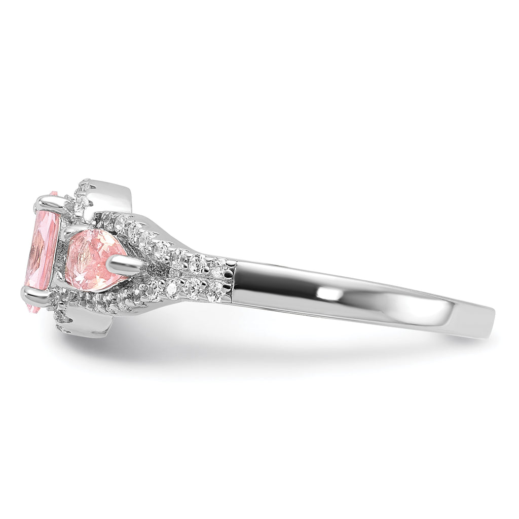 Sterling Silver Rhodium-plated Nano Crystal and CZ Ring