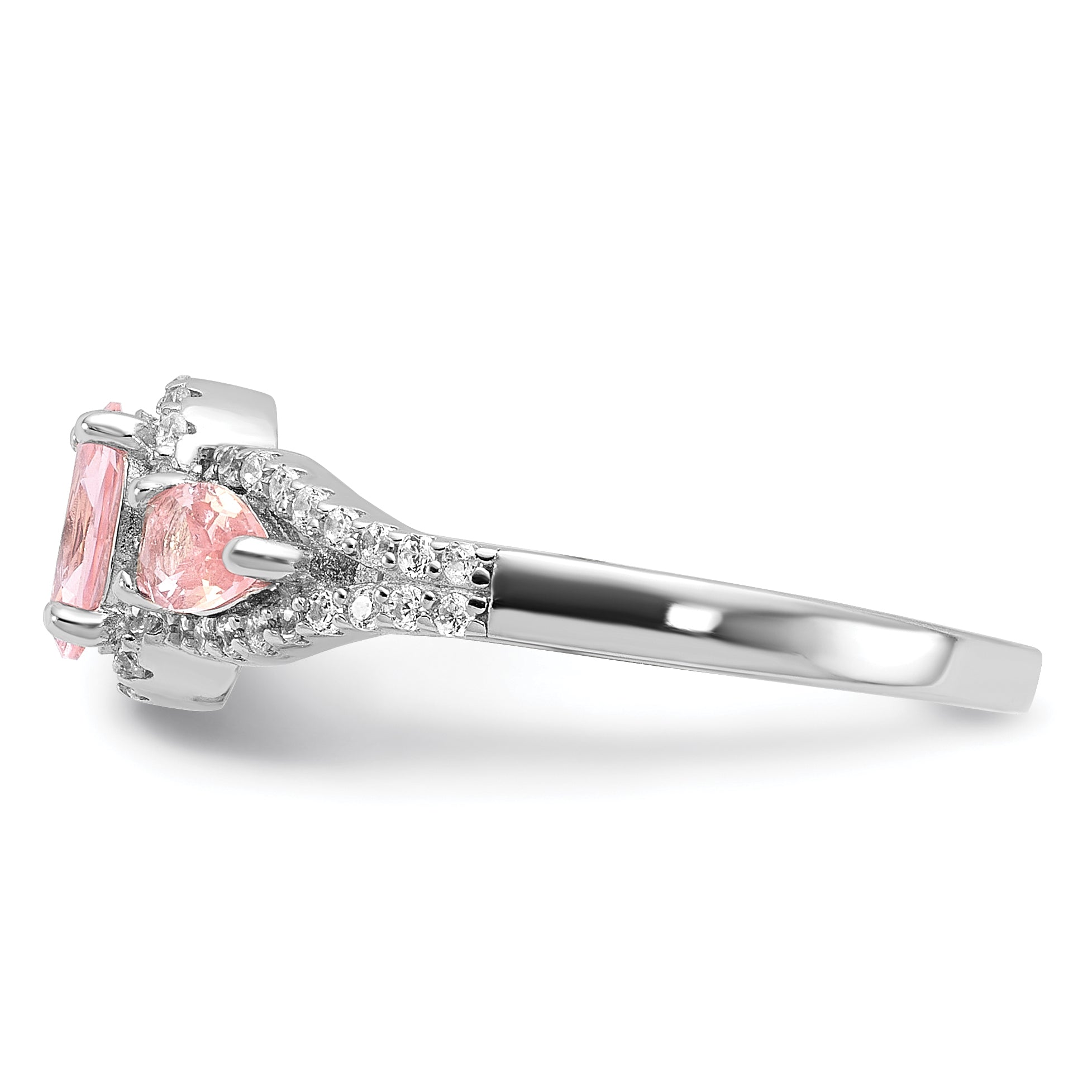 Sterling Silver Rhodium-plated Nano Crystal and CZ Ring
