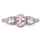 Sterling Silver Rhodium-plated Nano Crystal and CZ Ring