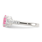 Sterling Silver Polished Pink and White CZ Ring