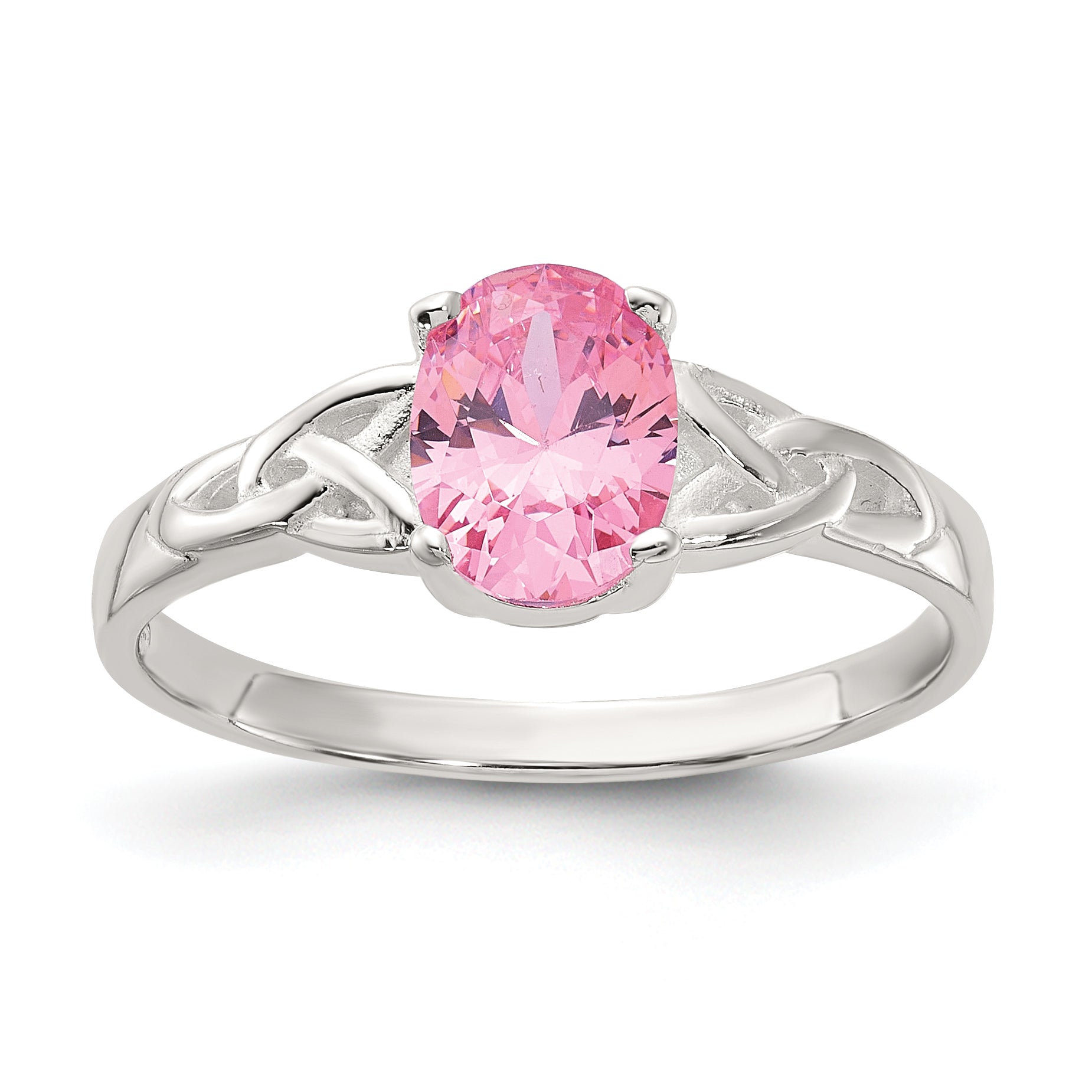 Sterling Silver Polished Pink CZ Ring Main image