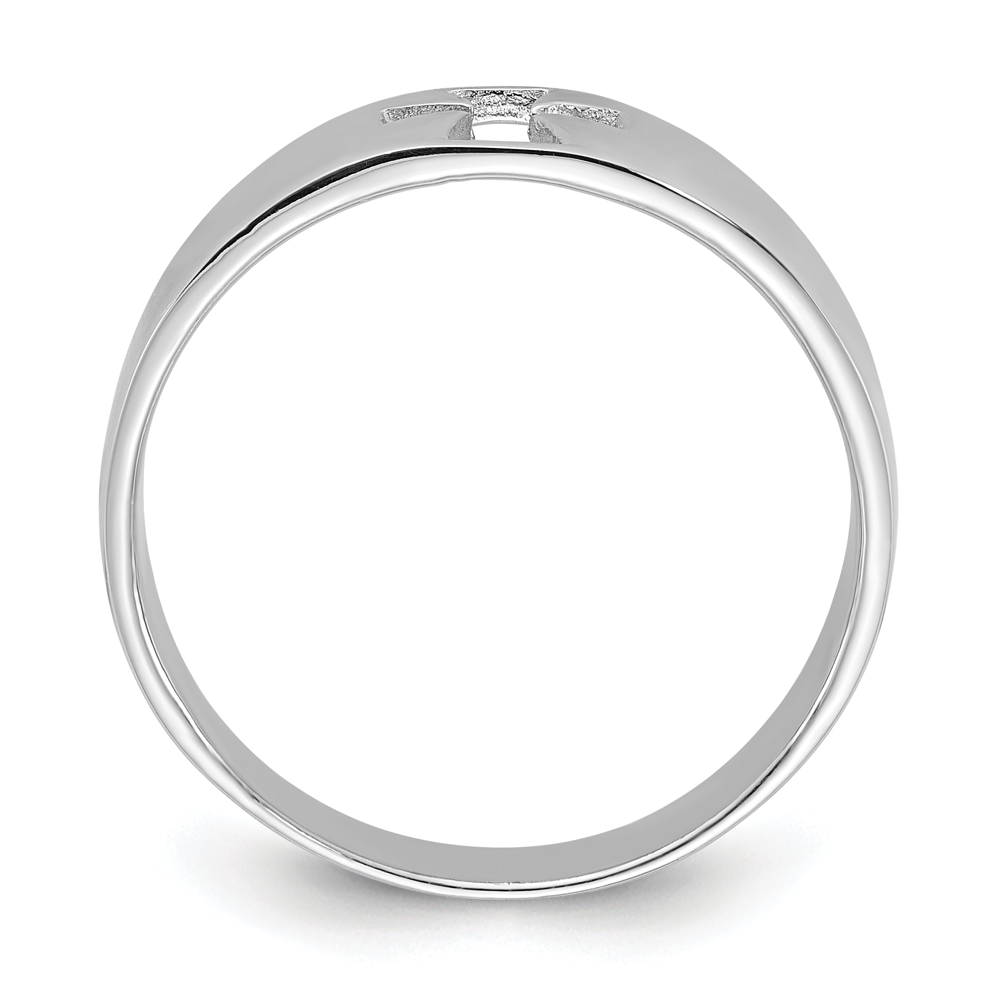 Sterling Silver Rhodium-plated Polished Cut-out Cross Ring Secondary image
