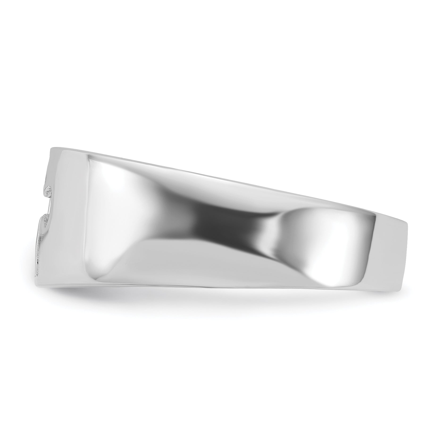 Sterling Silver Rhodium-plated Polished Cut-out Cross Ring