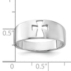 Sterling Silver Rhodium-plated Polished Cut-out Cross Ring