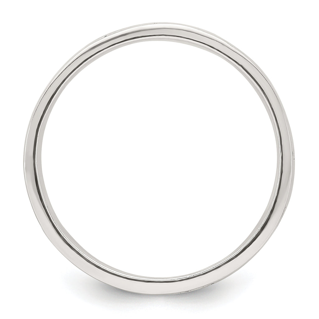 Sterling Silver Polished Oxidized Patterned Men's Band Ring