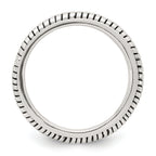 Sterling Silver Polished Oxidized Half Round Patterned Men's Ring