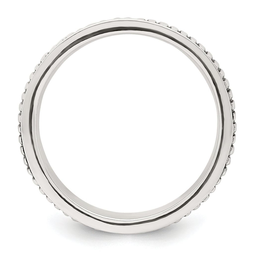 Sterling Silver Polished Oxidized Patterned Men's Ring