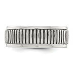 Sterling Silver Polished Oxidized Patterned Men's Ring