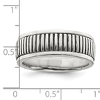 Sterling Silver Polished Oxidized Patterned Men's Ring