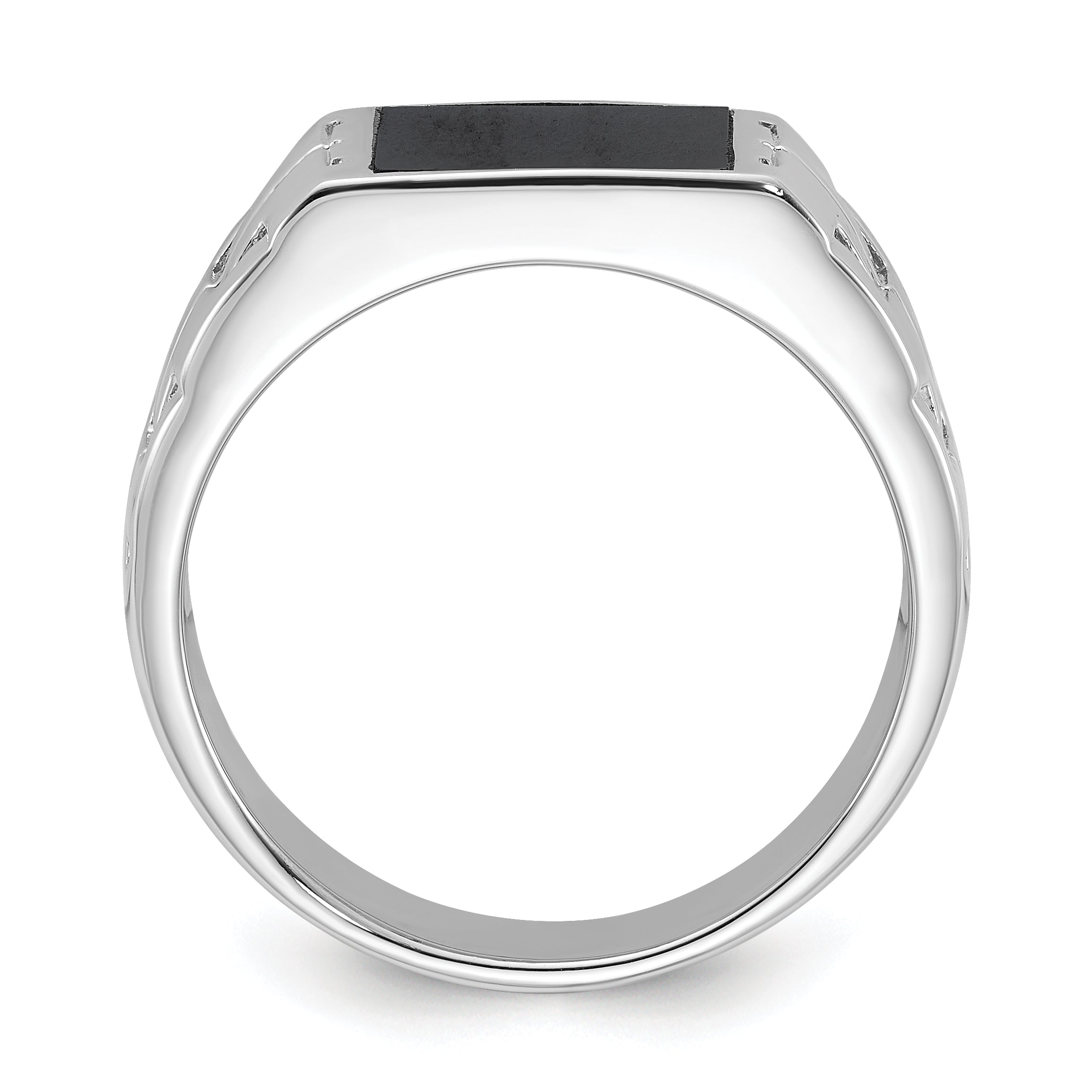 Sterling Silver Rhodium-plated Polished Black Onyx Men's Ring Secondary image