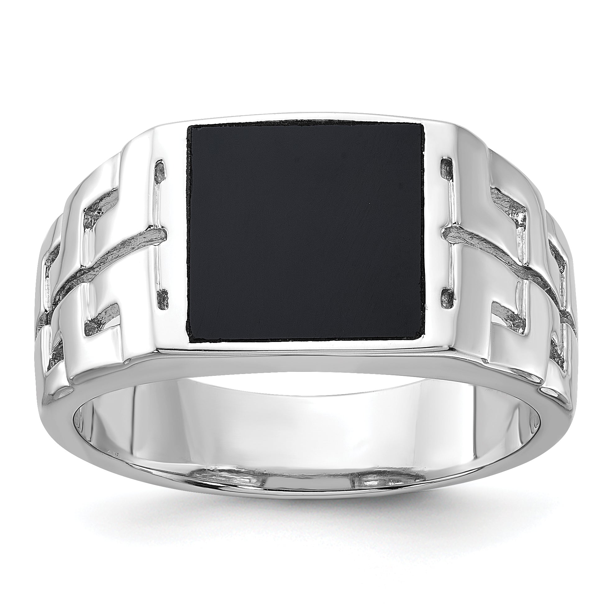 Sterling Silver Rhodium-plated Polished Black Onyx Men's Ring Main image