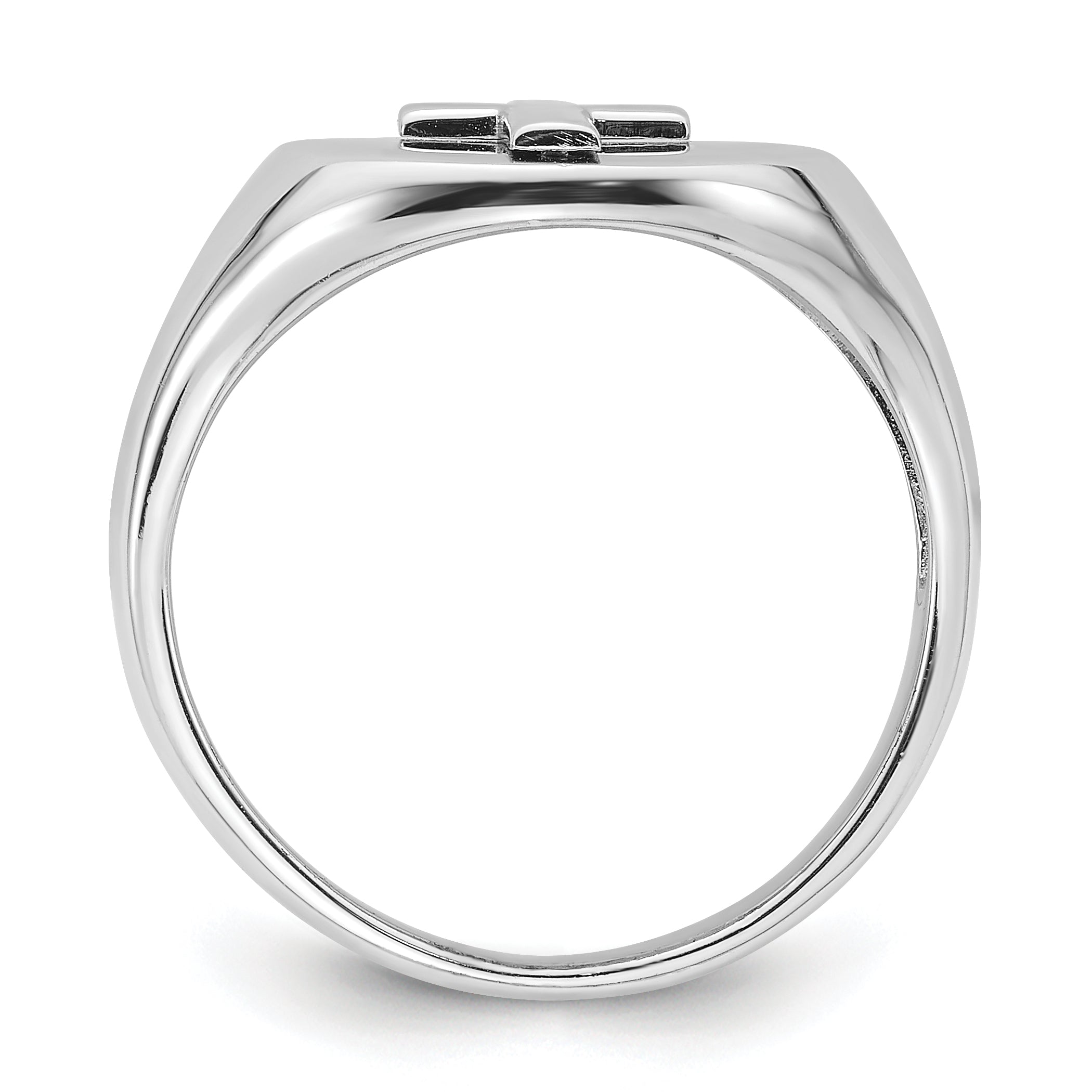 Sterling Silver Rhodium-plated Polished Cross Men's Ring Secondary image