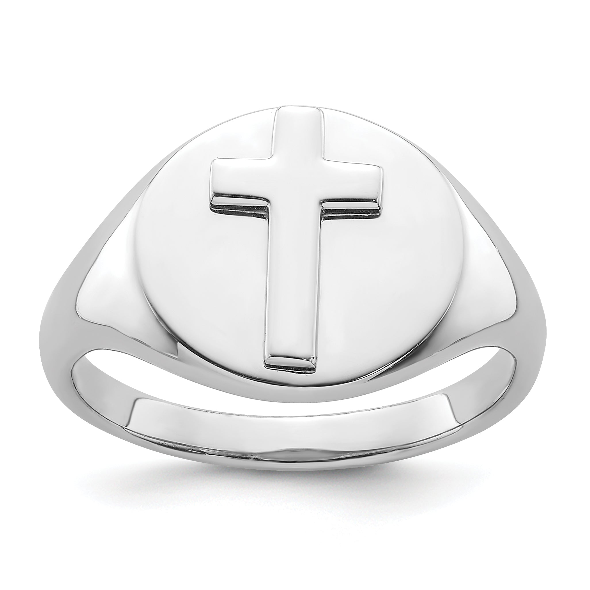 Sterling Silver Rhodium-plated Polished Cross Men's Ring Main image