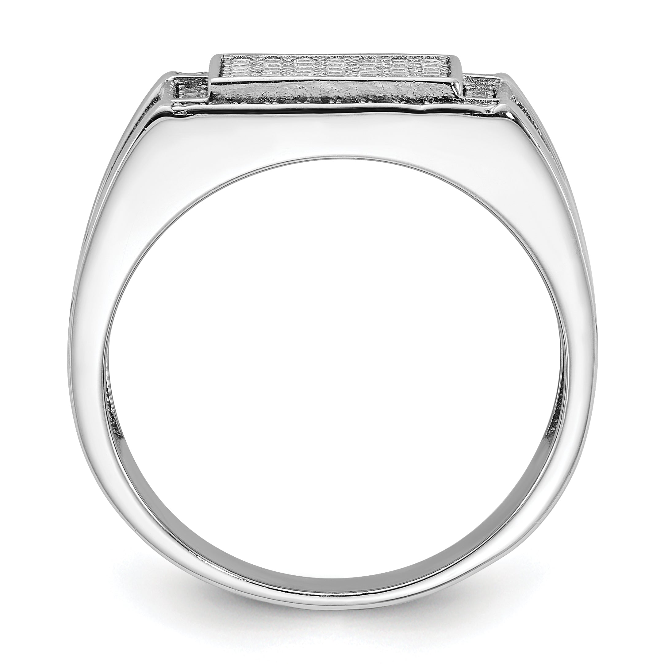 Sterling Silver Rhodium-plated CZ Signet Ring Secondary image