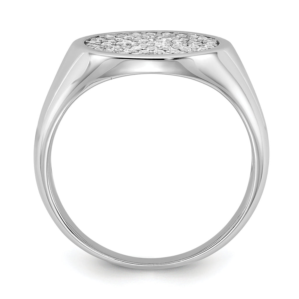 Sterling Silver Rhodium-plated Polished CZ Fashion Men's Ring