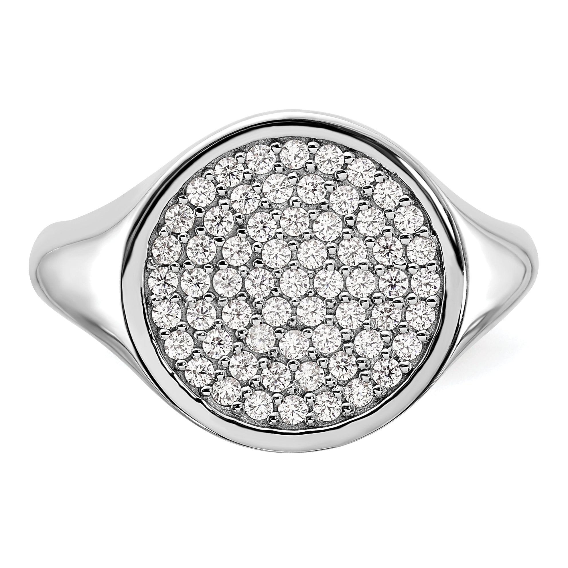 Sterling Silver Rhodium-plated Polished CZ Fashion Men's Ring