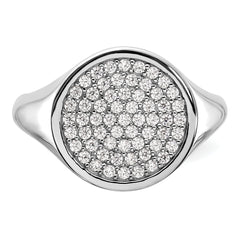 Sterling Silver Rhodium-plated Polished CZ Fashion Men's Ring