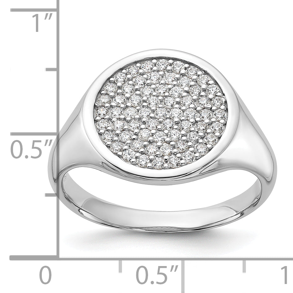 Sterling Silver Rhodium-plated Polished CZ Fashion Men's Ring