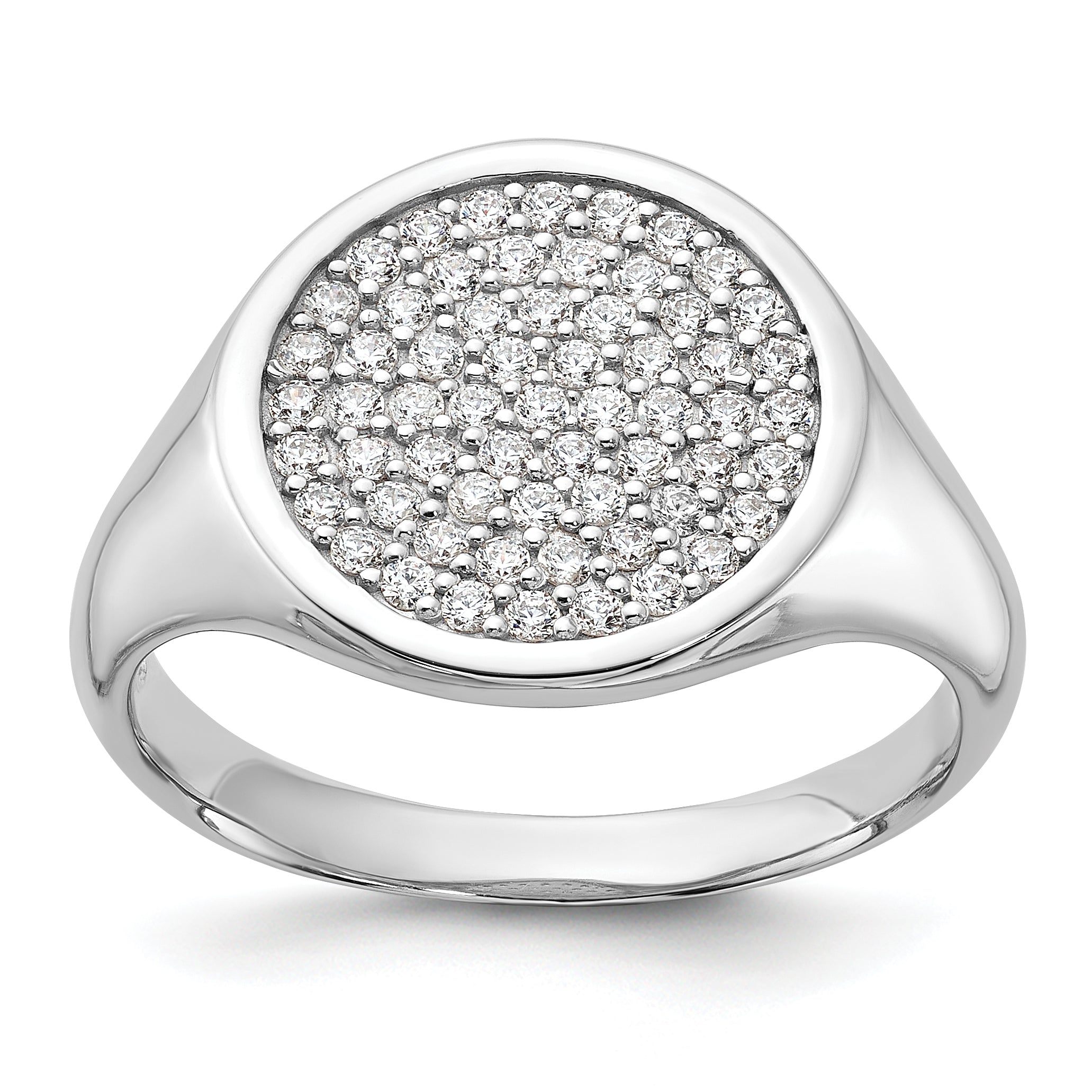 Sterling Silver Rhodium-plated Polished CZ Fashion Men's Ring