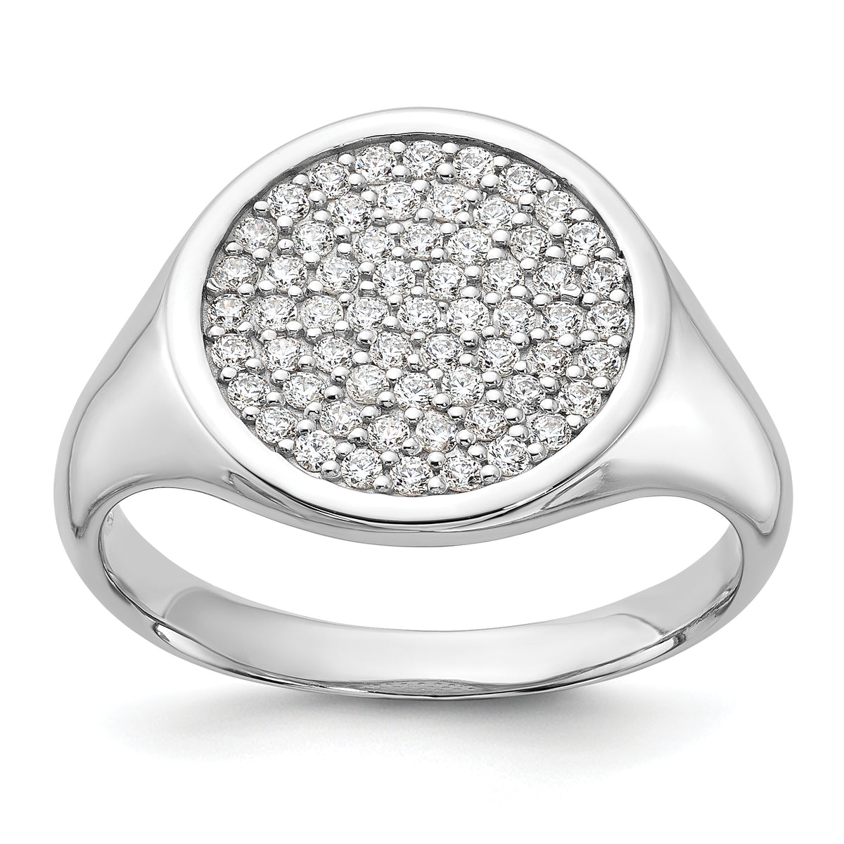 Sterling Silver Rhodium-plated Polished CZ Fashion Men's Ring