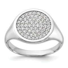 Sterling Silver Rhodium-plated Polished CZ Fashion Men's Ring