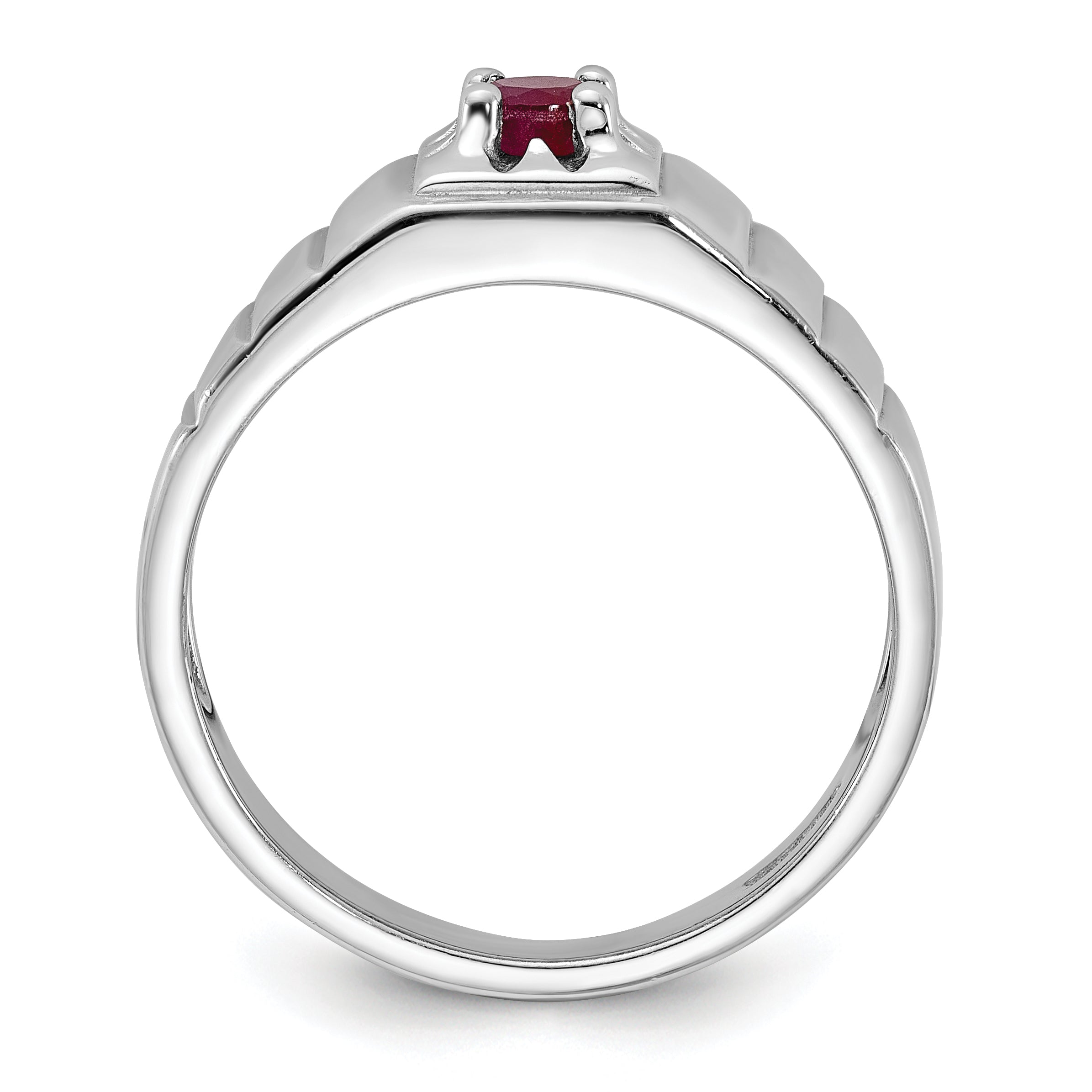 Sterling Silver Rhodium-plated African Ruby Men's Ring Secondary image