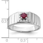 Sterling Silver Rhodium-plated African Ruby Men's Ring