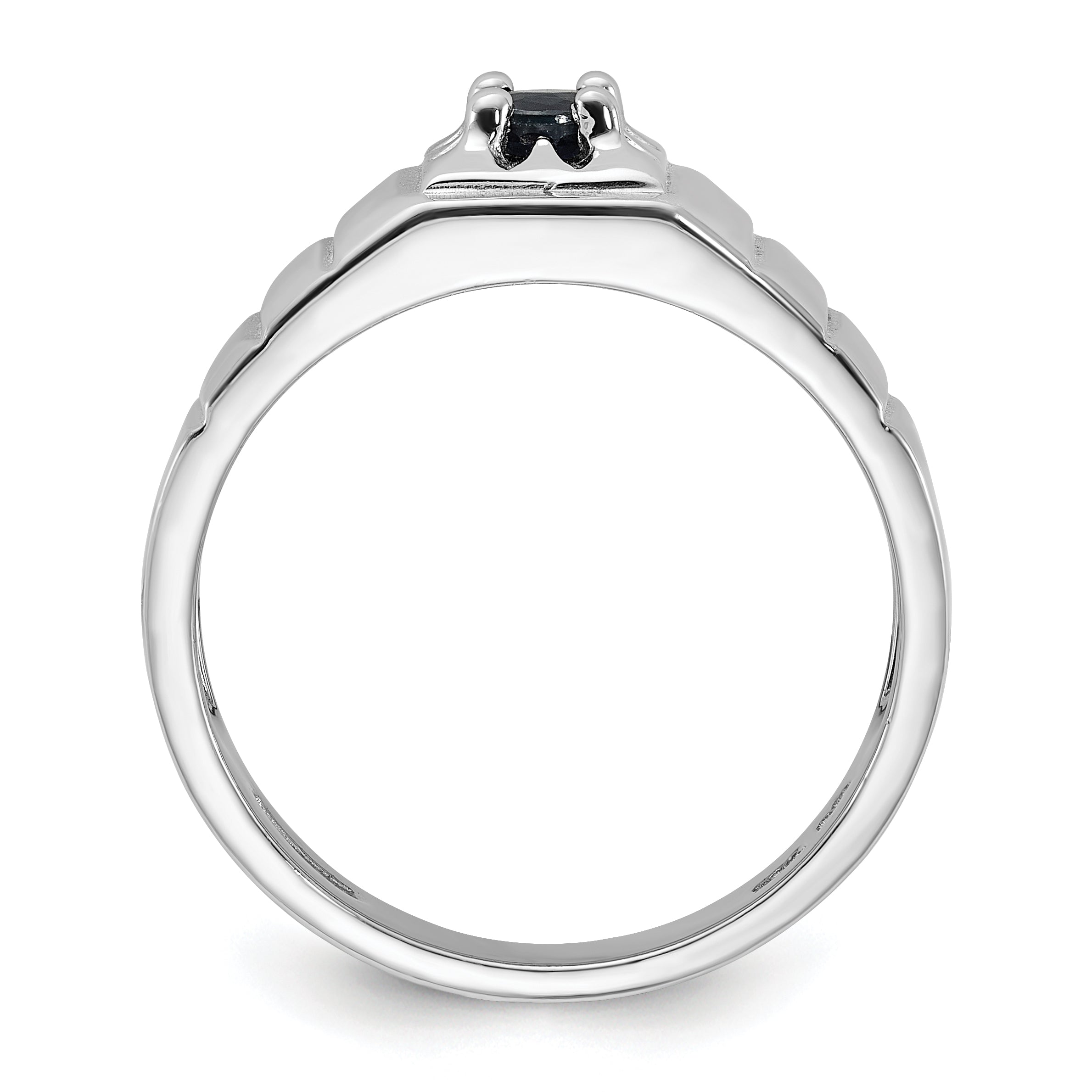 Sterling Silver Rhodium-plated Dark Blue Sapphire Men's Ring Secondary image