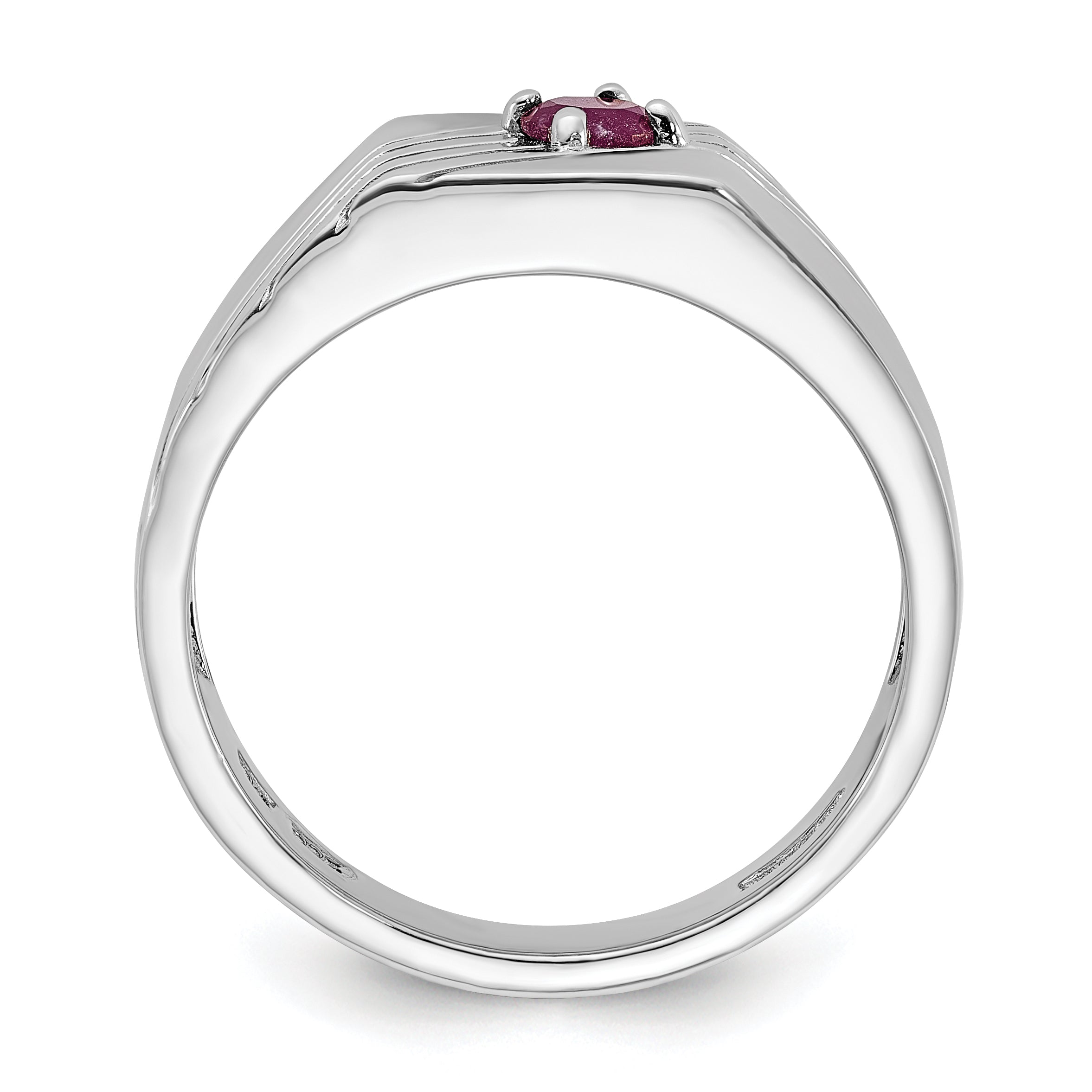 Sterling Silver Rhodium-plated African Ruby Signet Men's Ring Secondary image