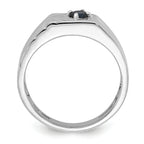 Sterling Silver Rhodium-plated Dark Blue Sapphire Signet Men's Ring