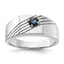 Sterling Silver Rhodium-plated Dark Blue Sapphire Signet Men's Ring