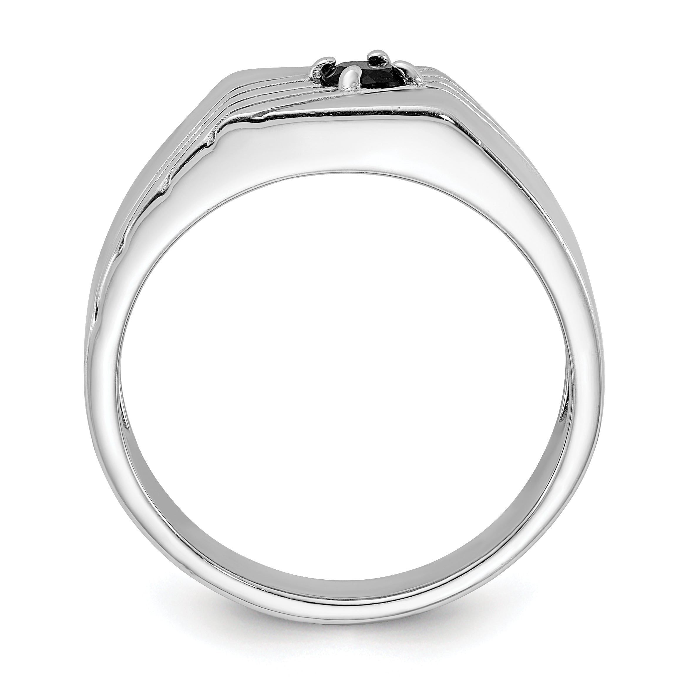 Sterling Silver Rhodium-plated Black Onyx Signet Men's Ring