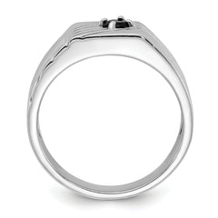 Sterling Silver Rhodium-plated Black Onyx Signet Men's Ring