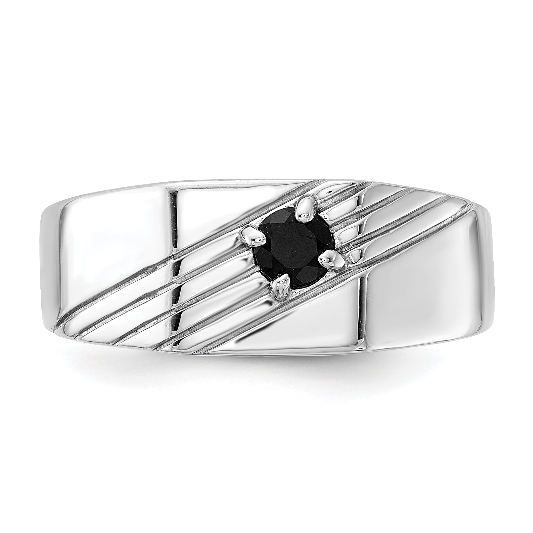 Sterling Silver Rhodium-plated Black Onyx Signet Men's Ring