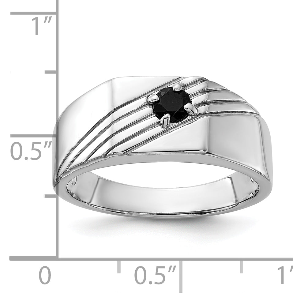 Sterling Silver Rhodium-plated Black Onyx Signet Men's Ring