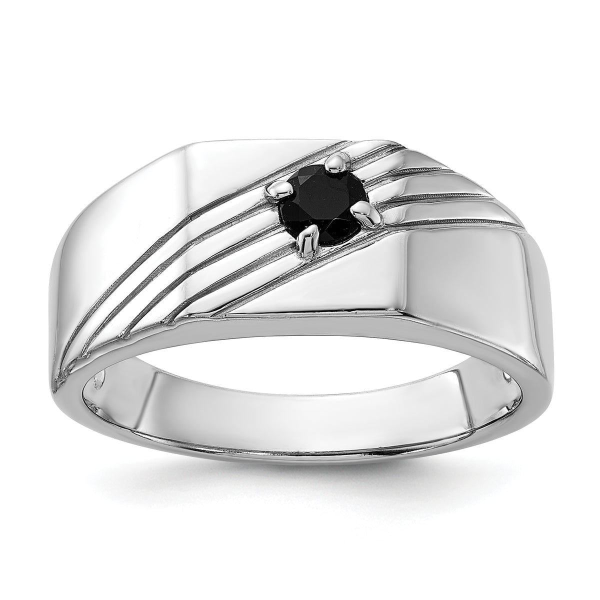 Sterling Silver Rhodium-plated Black Onyx Signet Men's Ring