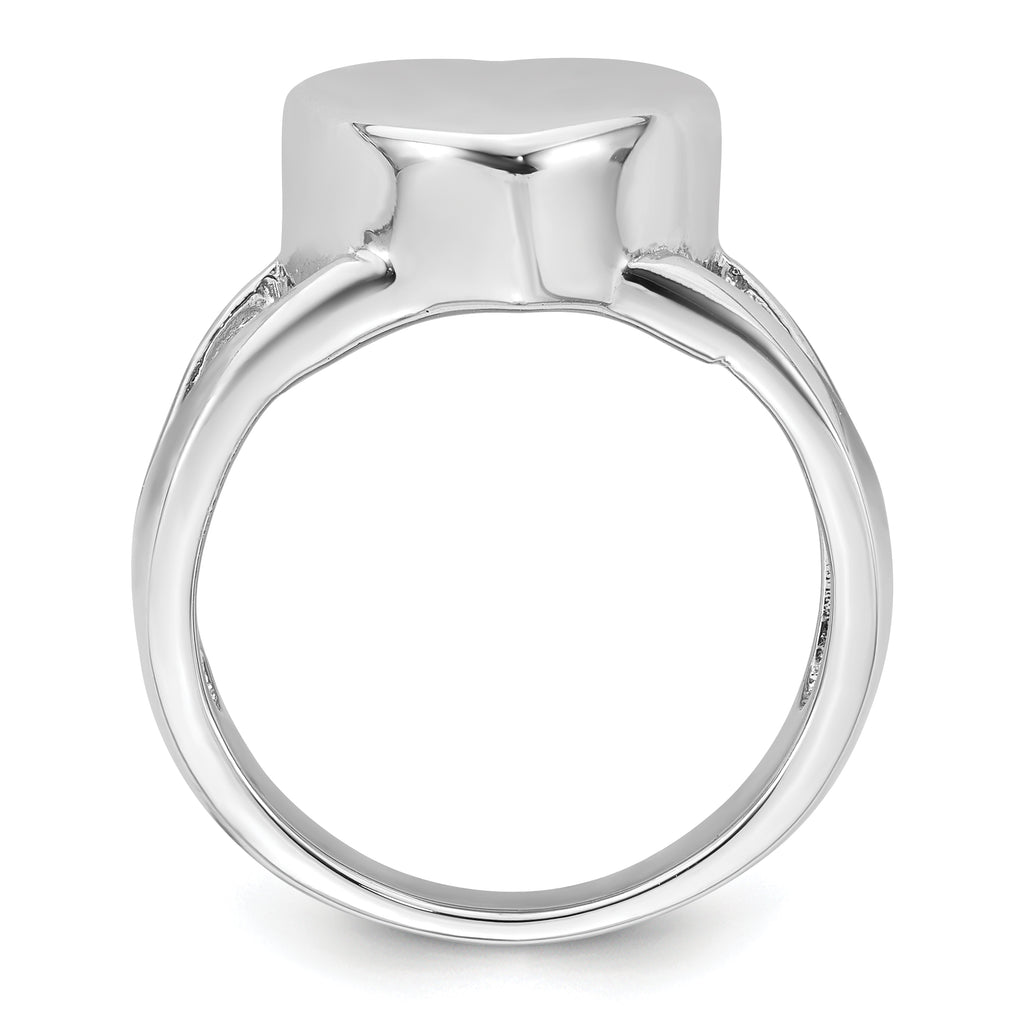 Sterling Silver Rhodium-plated Polished Heart Ash Holder Size 8 Ring