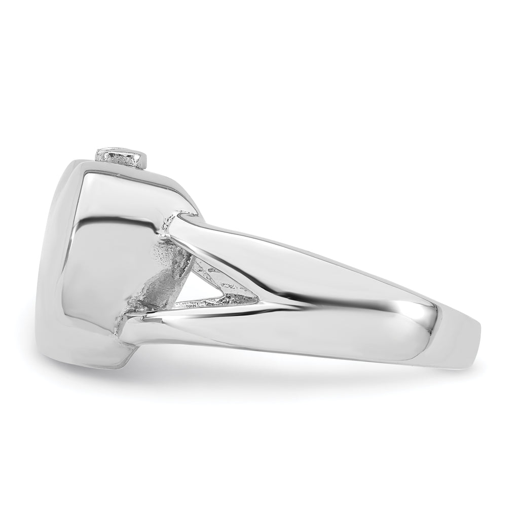 Sterling Silver Rhodium-plated Polished Heart Ash Holder Size 8 Ring